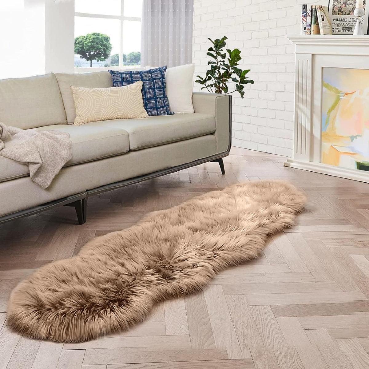 ORINOVA White Faux Sheepskin Shag Fur Runner Rugs for Living Room Bedroom Fluffy Washable Furry Area Rug 2x6 Nursery Rug Teen Room Décor