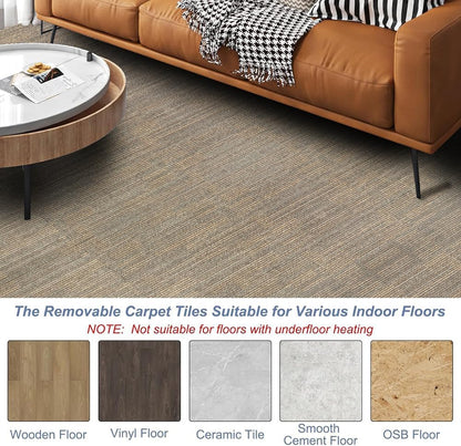 Petgrow Beige Living Room Carpet Tiles, 24" x 24", 18 Tiles, 72 sq ft