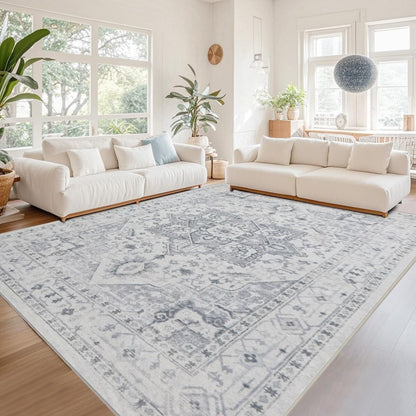 Washable Rugs 8x10 Area Rug for Living Room,Bedroom,Dining Room-Beige Green