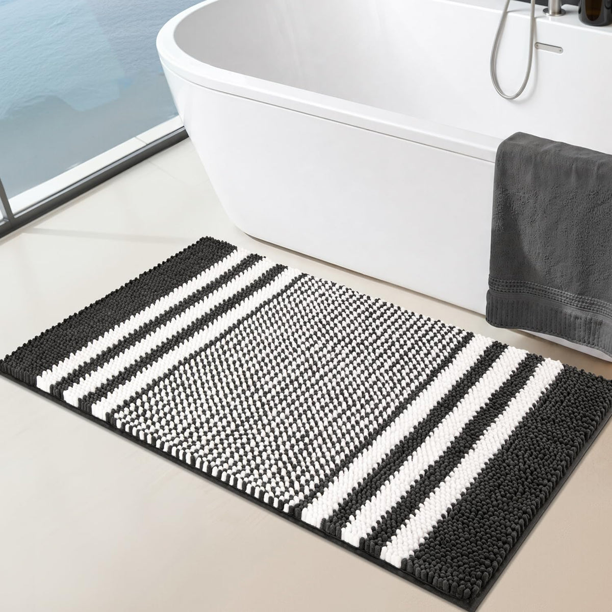 BSICPRO Bathroom Rugs Sets 2 Piece, Modern Bath Mat 20"x47"+20"x32", Blue