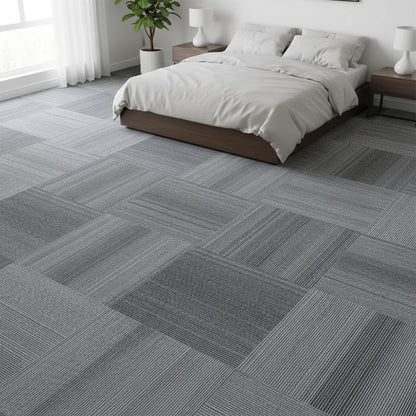 LITA Carpet Tiles Reusable 24" x 24" Squares Indoor/Outdoor 0.25" Pile Height Loop Pile, Non Slip Easy DIY Installation Peel and Stick Carpet Tile, Gray Polypropylene, (18 Tiles) (72 sqft/Box)