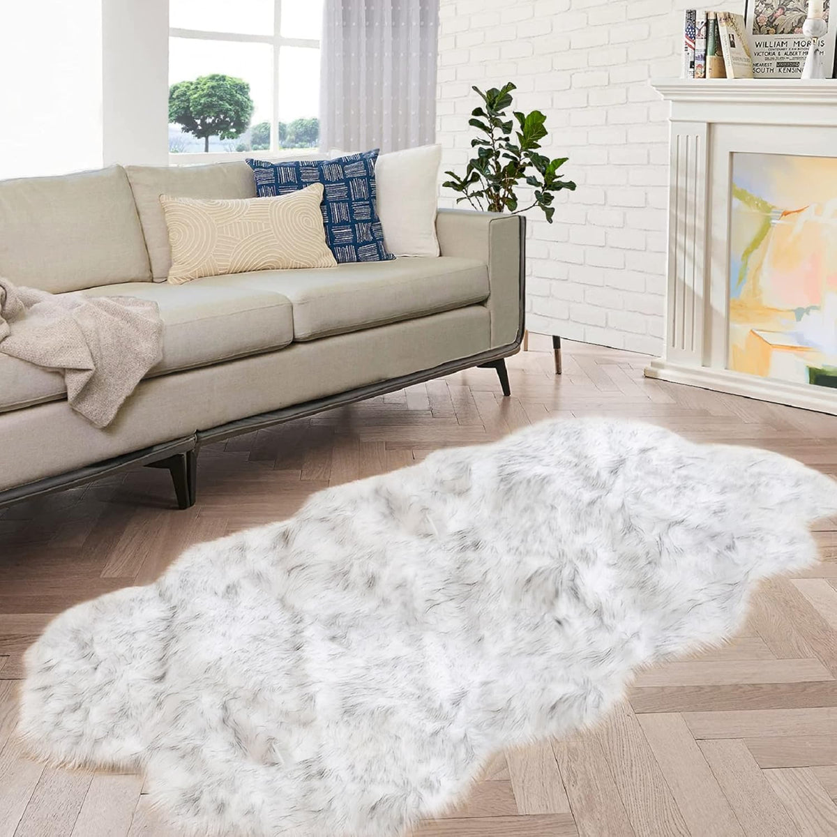 ORINOVA White Faux Sheepskin Shag Fur Runner Rugs for Living Room Bedroom Fluffy Washable Furry Area Rug 2x6 Nursery Rug Teen Room Décor