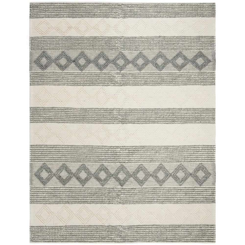 SAFAVIEH Natura Collection Area Rug - 5' x 8', Grey & Ivory, Handmade Moroccan Boho Tribal Wool & Cotton, Ideal for High Traffic Areas in Living Room, Bedroom (NAT105F)