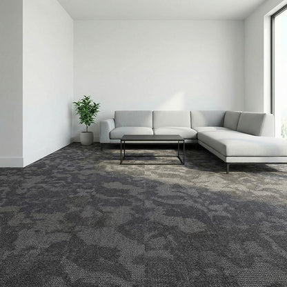LITA Carpet Tiles Reusable 24" x 24" Squares Indoor/Outdoor 0.25" Pile Height Loop Pile, Non Slip Easy DIY Installation Peel and Stick Carpet Tile, Gray Polypropylene, (18 Tiles) (72 sqft/Box)
