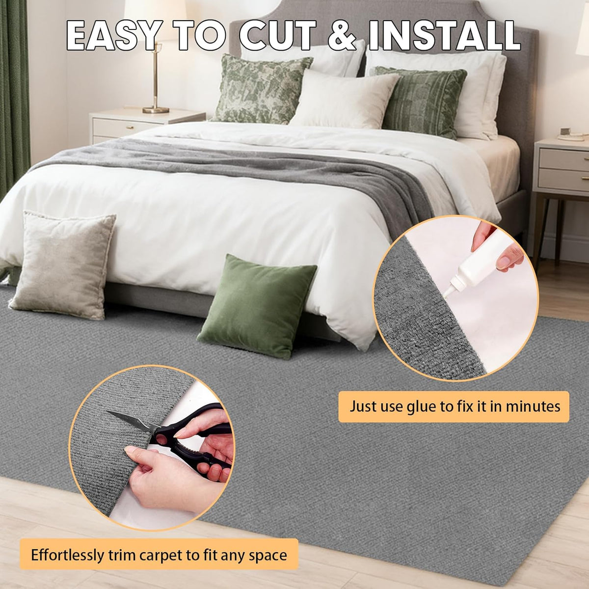 Grefinity Marine Carpet, 5 FT x 10 FT Smoke Gray Indoor Outdoor Carpet