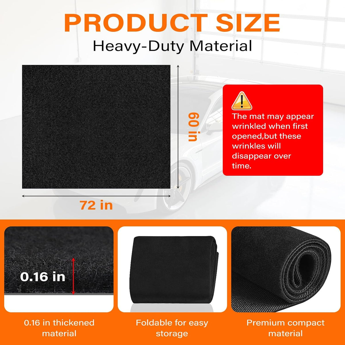 Heavy Duty Oil Mat for Driveway, 60 x 72 Inch Garage Mat for Under Car