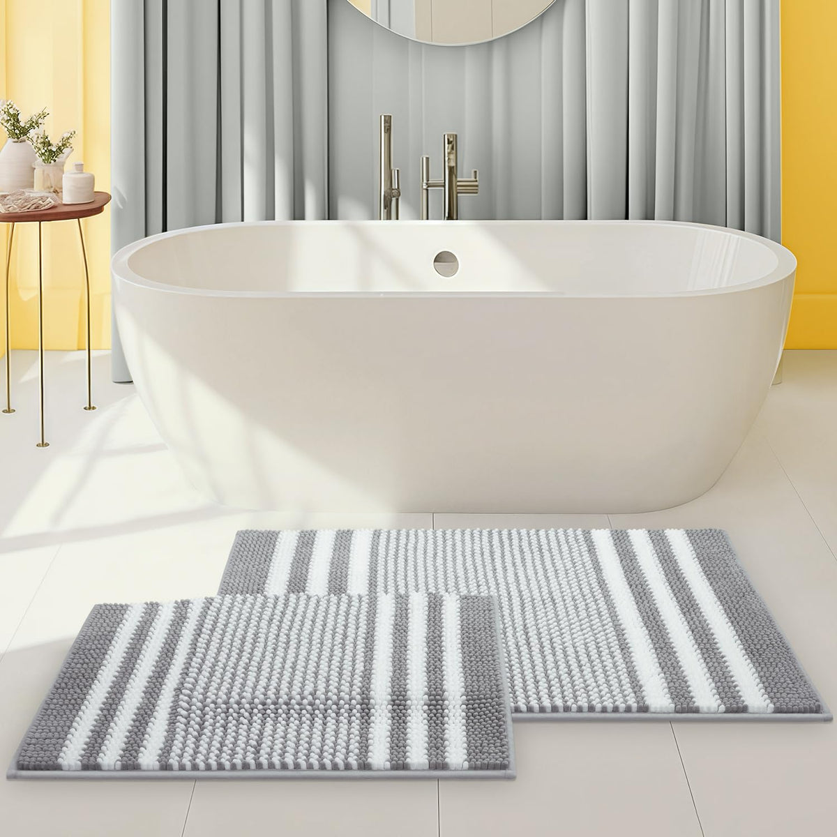 BSICPRO Bathroom Rugs Sets 2 Piece, Modern Bath Mat 20"x47"+20"x32", Blue