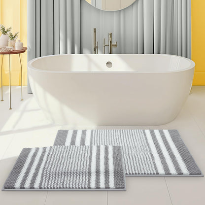 BSICPRO Bathroom Rugs Sets 2 Piece, Modern Bath Mat 20"x47"+20"x32", Blue