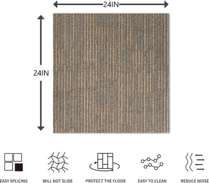 Petgrow Beige Living Room Carpet Tiles, 24" x 24", 18 Tiles, 72 sq ft