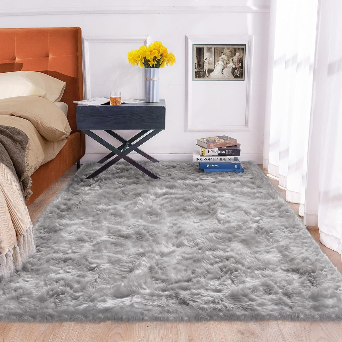 ORINOVA White Faux Sheepskin Shag Fur Runner Rugs for Living Room Bedroom Fluffy Washable Furry Area Rug 2x6 Nursery Rug Teen Room Décor