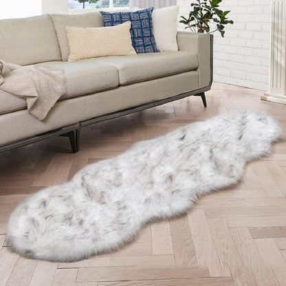 ORINOVA White Faux Sheepskin Shag Fur Runner Rugs for Living Room Bedroom Fluffy Washable Furry Area Rug 2x6 Nursery Rug Teen Room Décor