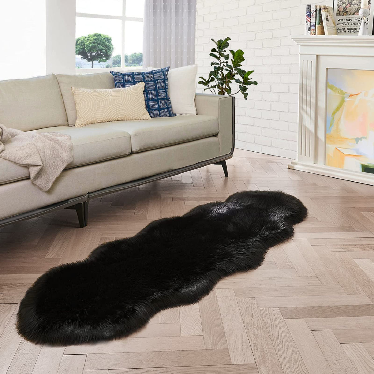 ORINOVA White Faux Sheepskin Shag Fur Runner Rugs for Living Room Bedroom Fluffy Washable Furry Area Rug 2x6 Nursery Rug Teen Room Décor