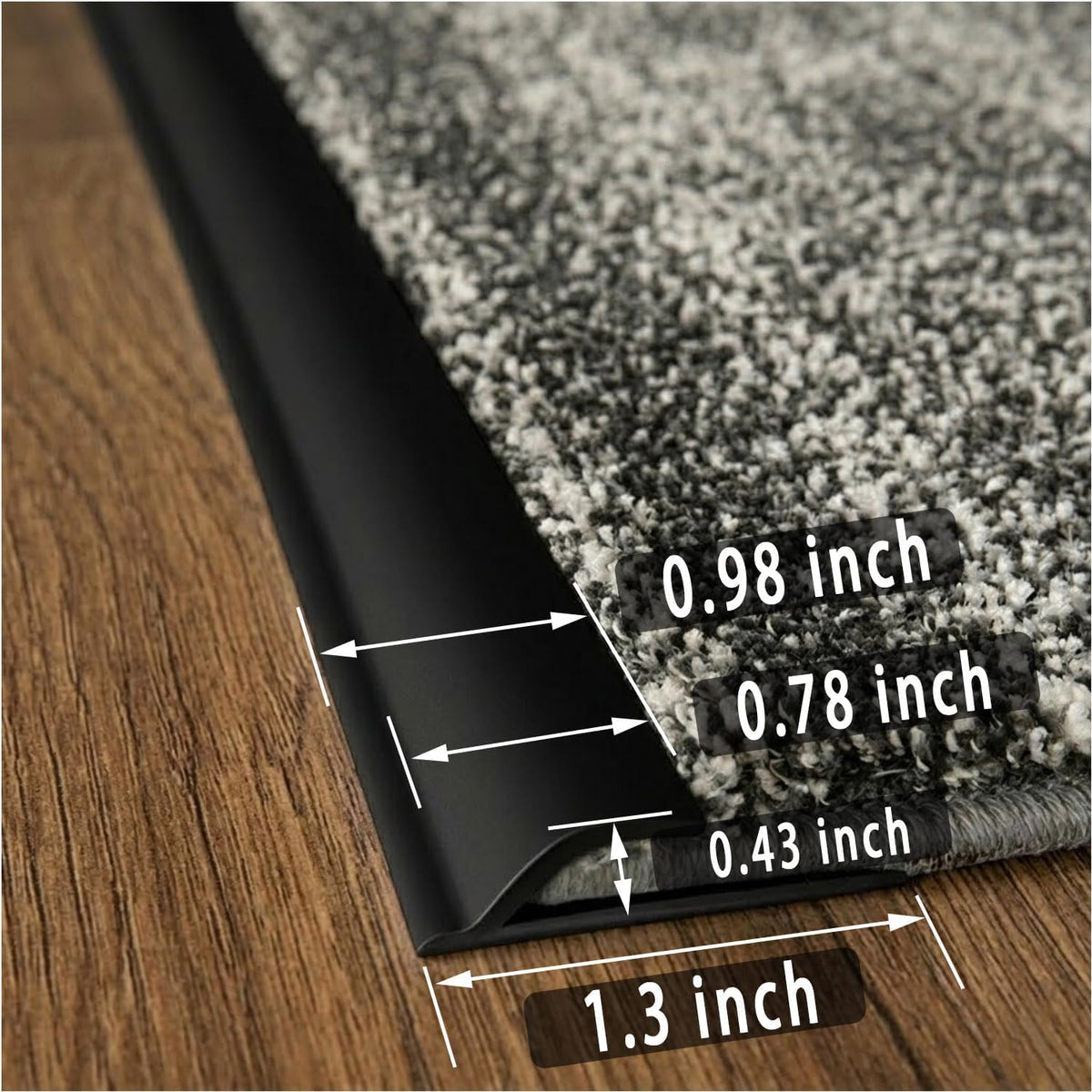 Carpet Edge Trim Self Adhesive Carpet to Tile Transition Strip Black 22Ft