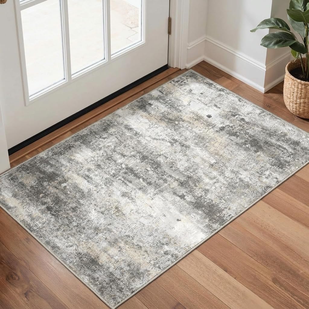 GENIMO 9x12 Area Rug Washable Non Slip for Living Room, Navy Blue Gray