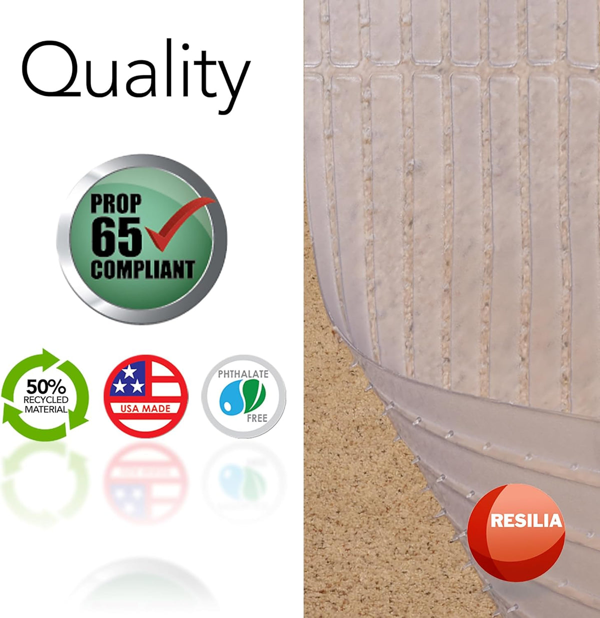 RESILIA Deep-Pile Carpet Runner - Plastic Vinyl Carpet & Rug Protector, Waterproof Clear Vinyl Floor Runners, 27 Inches Wide x 6 Feet Long, Made in The USA