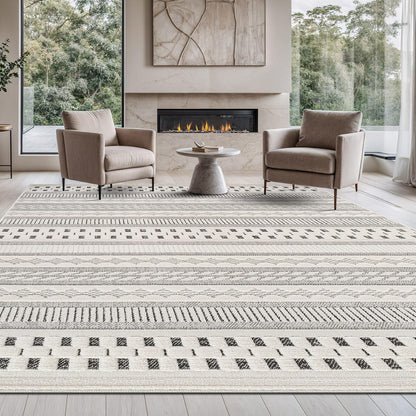Beverly Rug Micro Loop Large Area Rug White 10x14 Modern Luxury Trellis Geometric Durable Indoor Area Rugs for Living Dining Room Office Stain Resistant Non Shedding Casual Indoor Carpet White 10x14