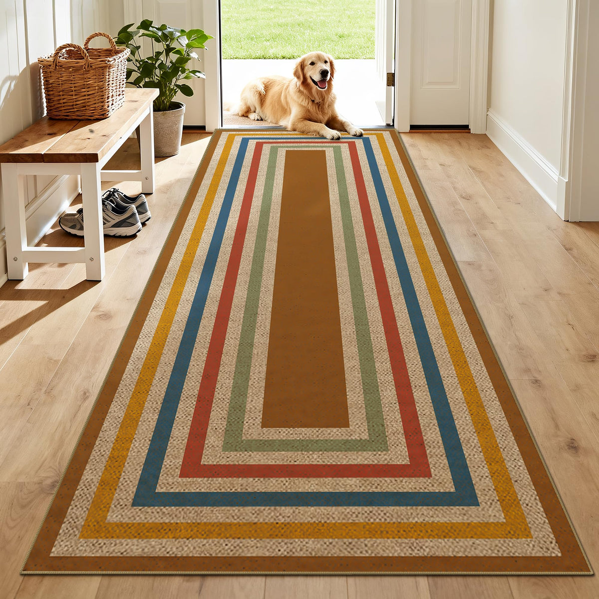 Washable 8x10 Black Striped Easy Jute Indoor Outdoor Rug for Living Room