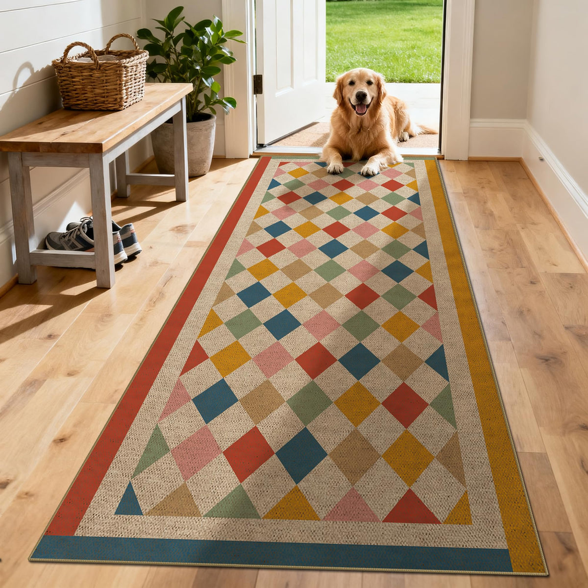 Washable 8x10 Modern Rainbow Easy Jute Indoor Outdoor Rug for Living Room