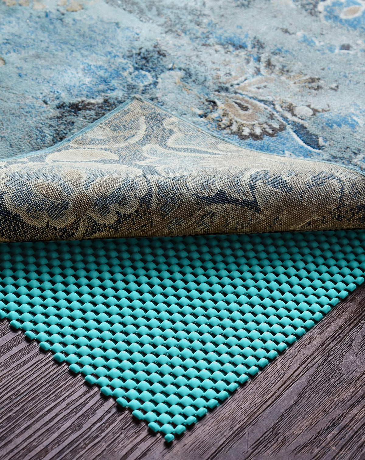 Veken 8x10 Ft Rug Pad Gripper for Hardwood Floors, Non Slip Dark Blue Rug Pads for Area Rugs, Thick Rug Grippers for Tile Floors, Under Carpet Anti Skid Mat, Keep Your Rugs Safe and in Place