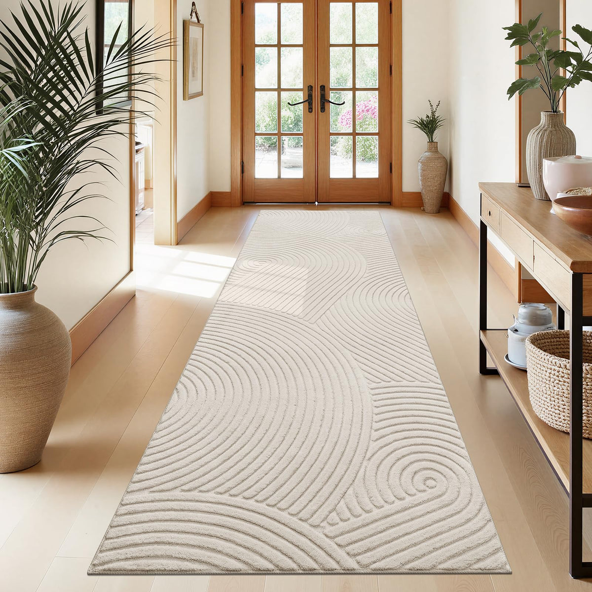 U'Artlines 5x7ft Washable Area Rug for Living Room, Beige