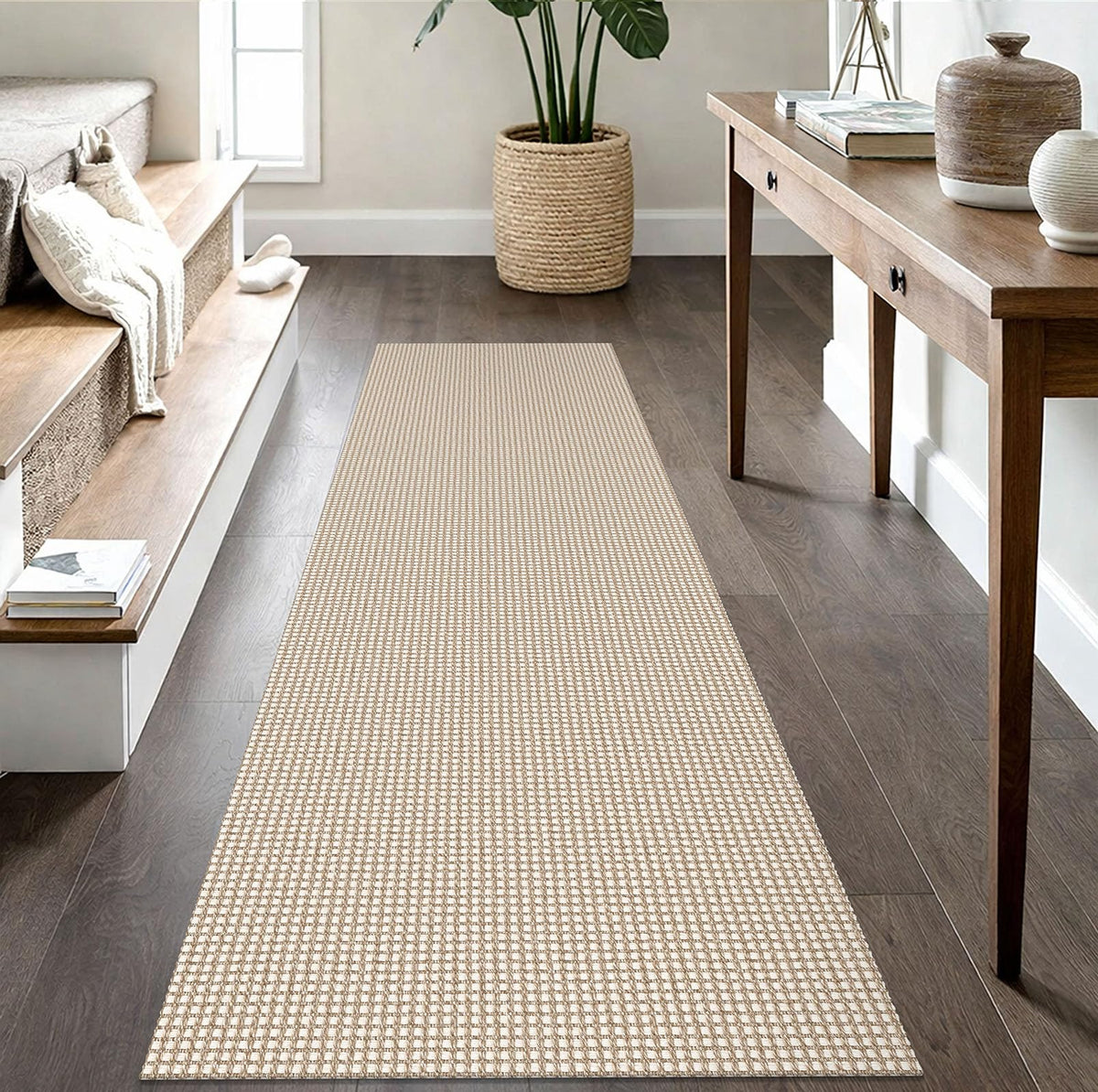 IOHOUZE Small Area Rug 2x3 Washable Woven Rugs for Entryway Non Slip Rubber Backed Front Door Rugs Indoor Doormat Throw Rug Floor Carpet for Entrance Kitchen, Cream/Beige