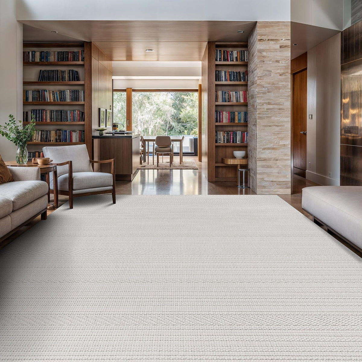 Luul Home Micro Loop Indoor Rug White 9x12 Boho Geometric Neutral Area Rugs for Living Room Soft Luxury Modern Low and High Pile Durable Stain Resistant Non-Shedding Indoor Area Carpet 9 x 12