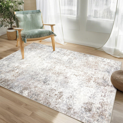 Washable Rugs 8x10 Area Rug for Living Room,Bedroom,Dining Room-Beige Green