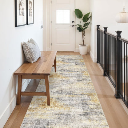 2'6"x8 Runner Rug Washable Moroccan: Non Slip Kitchen Long Floor Mat Gray