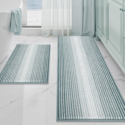 BSICPRO Bathroom Rugs Sets 2 Piece, Modern Bath Mat 20"x47"+20"x32", Blue