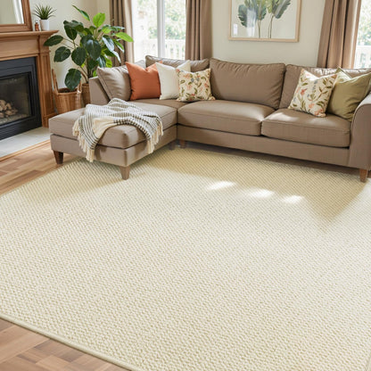 Faux Jute Area Rug 4'x6', Washable & Non-Slip, Grey & White