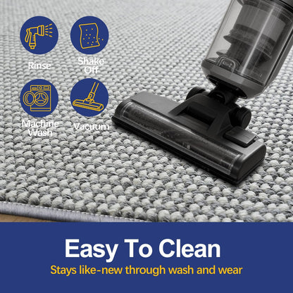 Faux Jute Area Rug 4'x6', Washable & Non-Slip, Grey & White