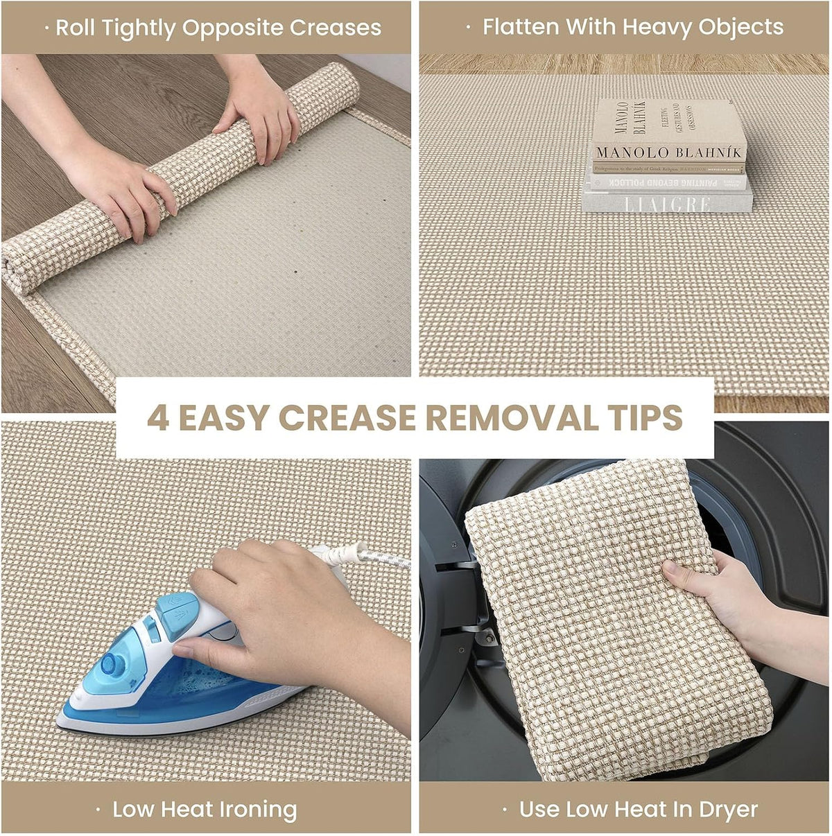 IOHOUZE Small Area Rug 2x3 Washable Woven Rugs for Entryway Non Slip Rubber Backed Front Door Rugs Indoor Doormat Throw Rug Floor Carpet for Entrance Kitchen, Cream/Beige