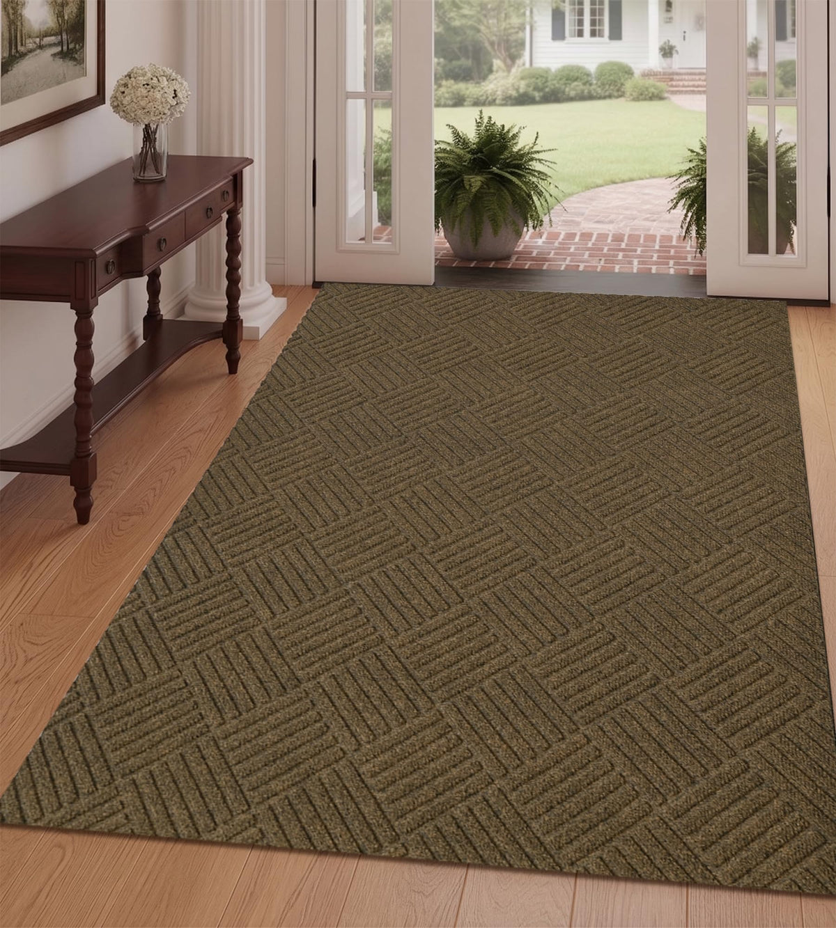 jxgzyy Red Runner Rug 2'11" x 9'10" with Scraper Pile for Outdoor, Garage