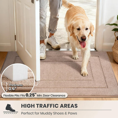 PURRUGS Dirt Trapping Door Mat Indoor Entrance, 20" x 31.5", Beige