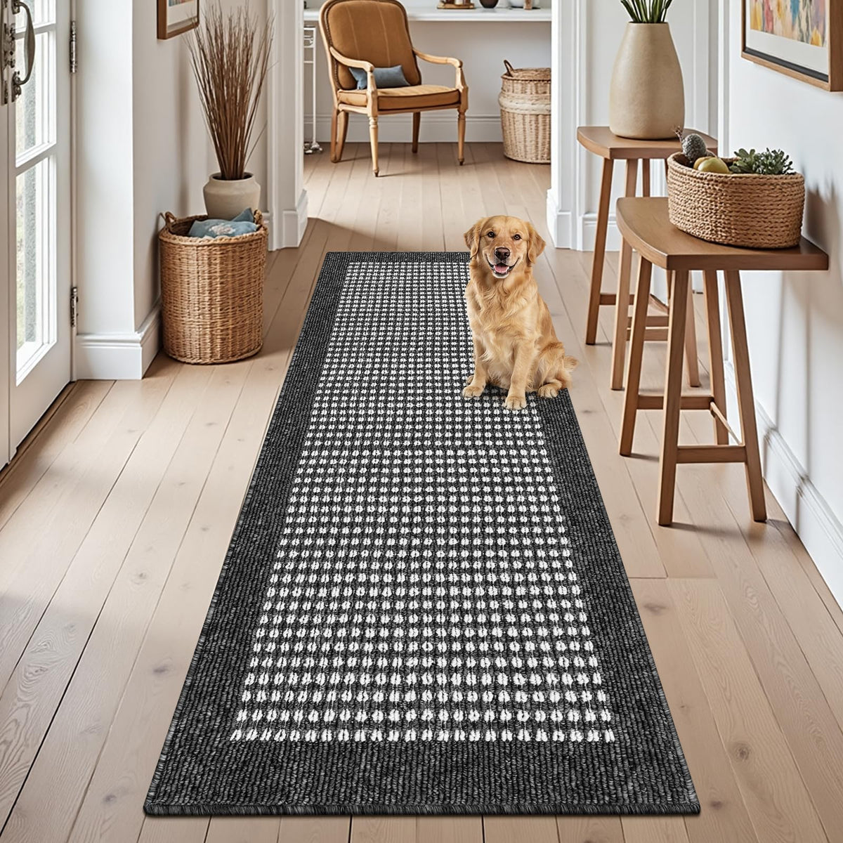 Ileading Laundry Room Runner Rug 2'x6' Non Slip Farmhouse Kitchen Floor Mats with Rubber Backing Machine Washable Beige Indoor Decor Carpet for Doormat Hallway Entryway Petmat Garage Balcony