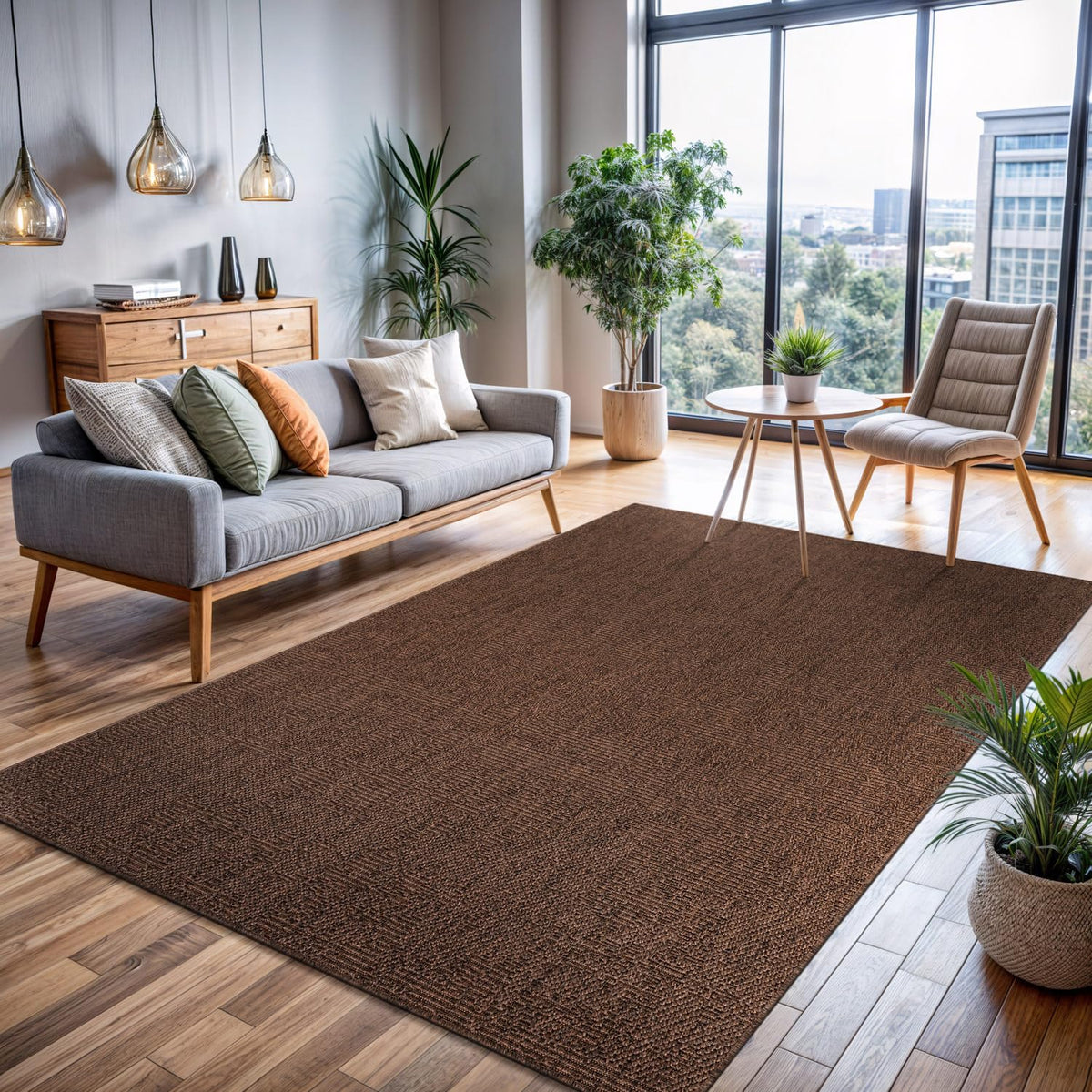 CAMILSON Easy Jute Rug 10x14, Indoor Outdoor Natural Color Fiber Area Rugs for Living Room Patio and Kitchen Rug, Sisal Boho Woven Design, Easy-Cleaning, Washable Outside Carpet Alfombras (10 x 14)