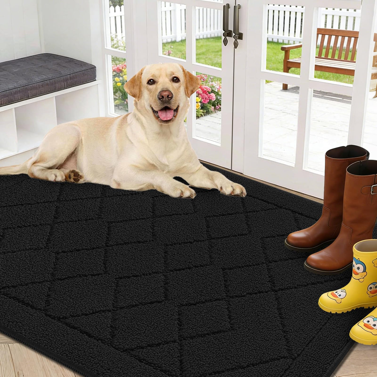 REFETONE Indoor Doormat 32" x 40", Low-Profile Front Door Mat, Dark Gray