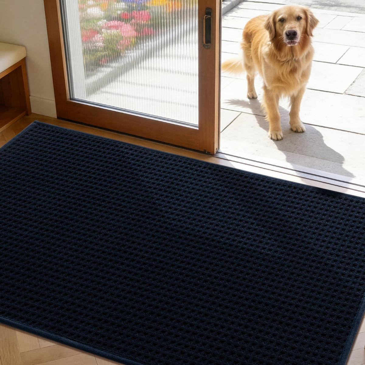 YIHOUSE Indoor Door Mat 24" x 36", Non-Slip Washable Entryway Mat, Dirt Trapper Absorbent Entrance Mat, Low Profile Floor Mat for Front/Back Door, Entryway, Dark Gray ﻿