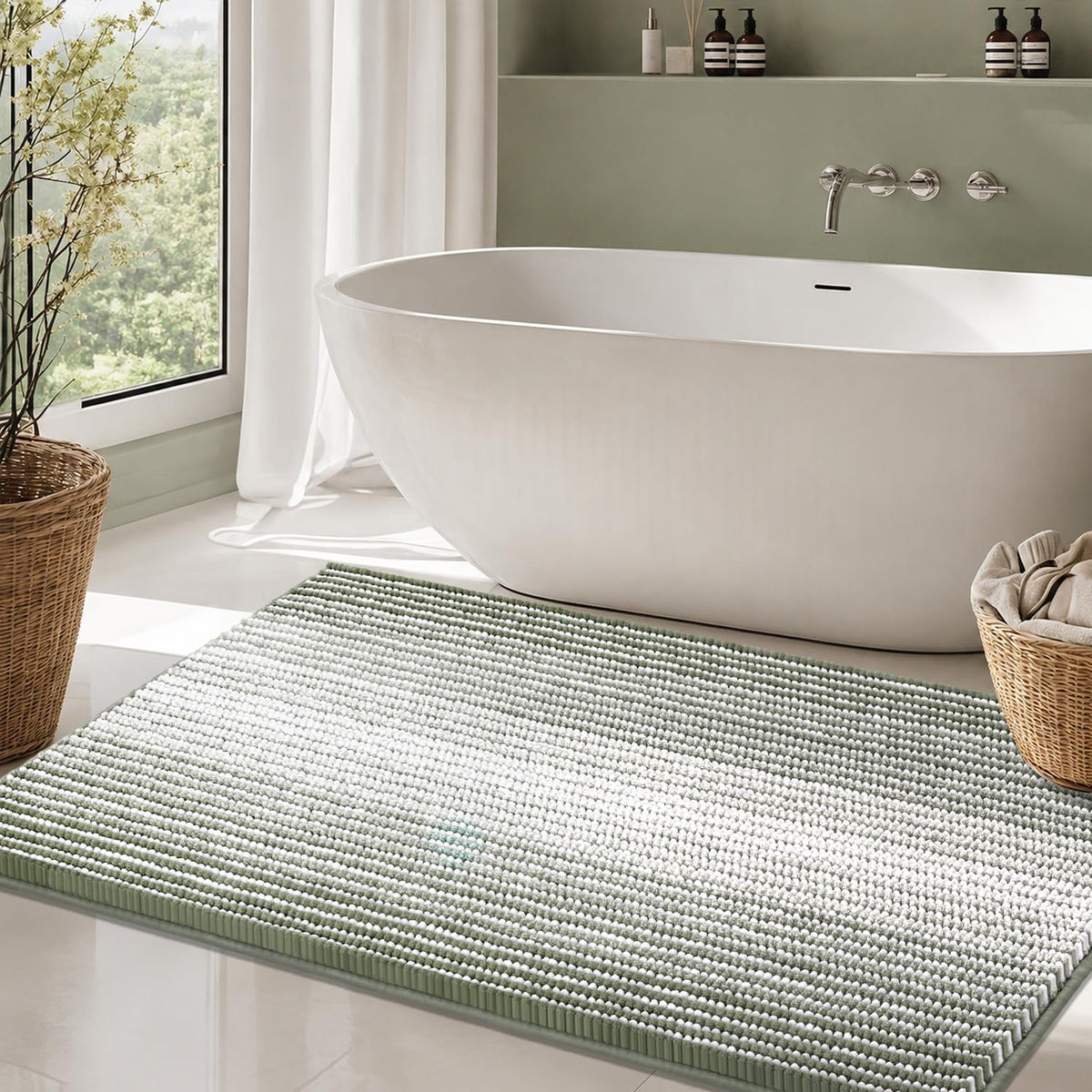 BSICPRO Bathroom Rugs Sets 2 Piece, Modern Bath Mat 20"x47"+20"x32", Blue