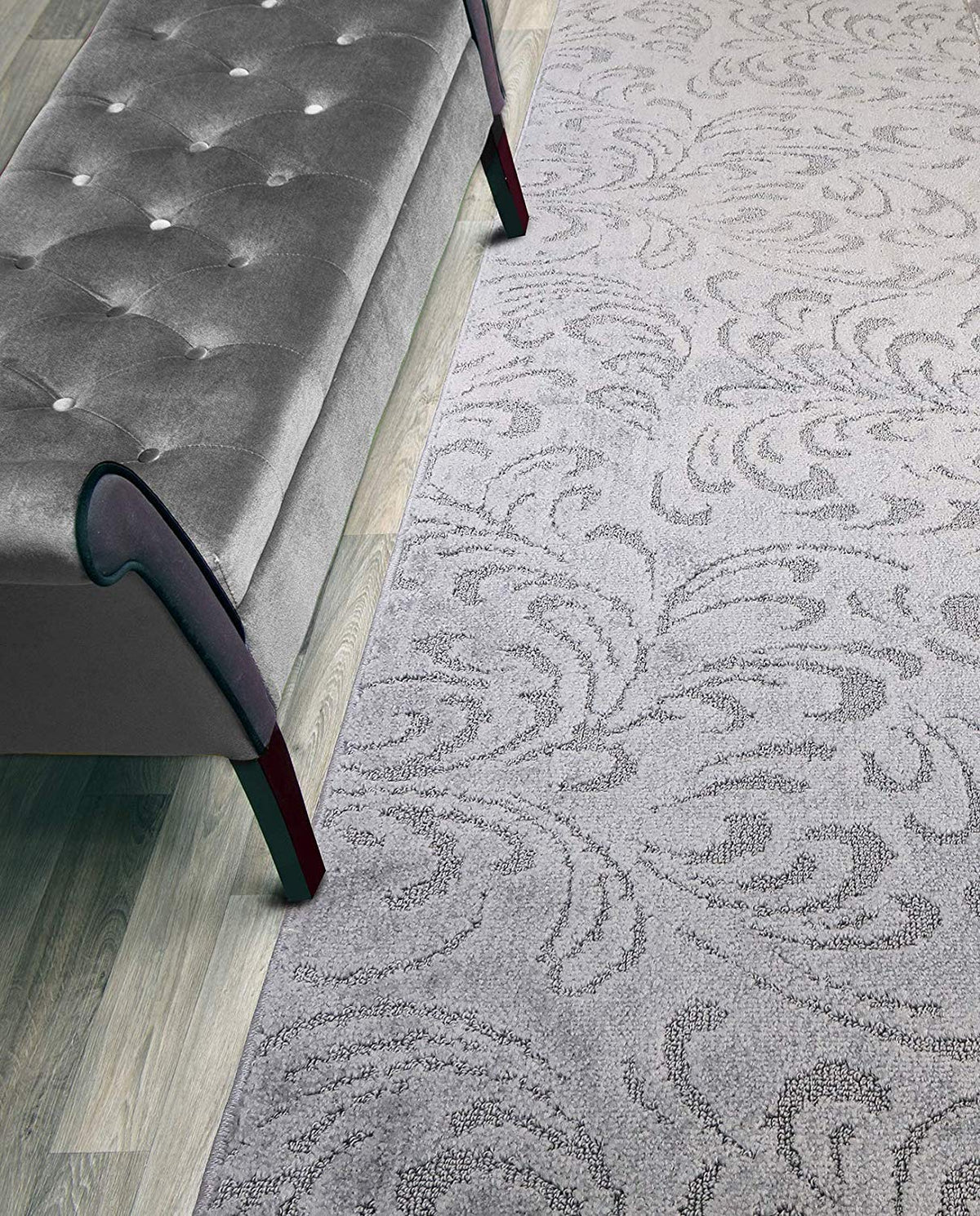 Runner Rug 6 ft, Non-Slip Washable Rug, Grey Textured Carpet for Kitchen Hallway Laundry Entryway, Rubber Backing, Indoor, Rolled in Box (26" x 6'), Custom Size Floor Runner