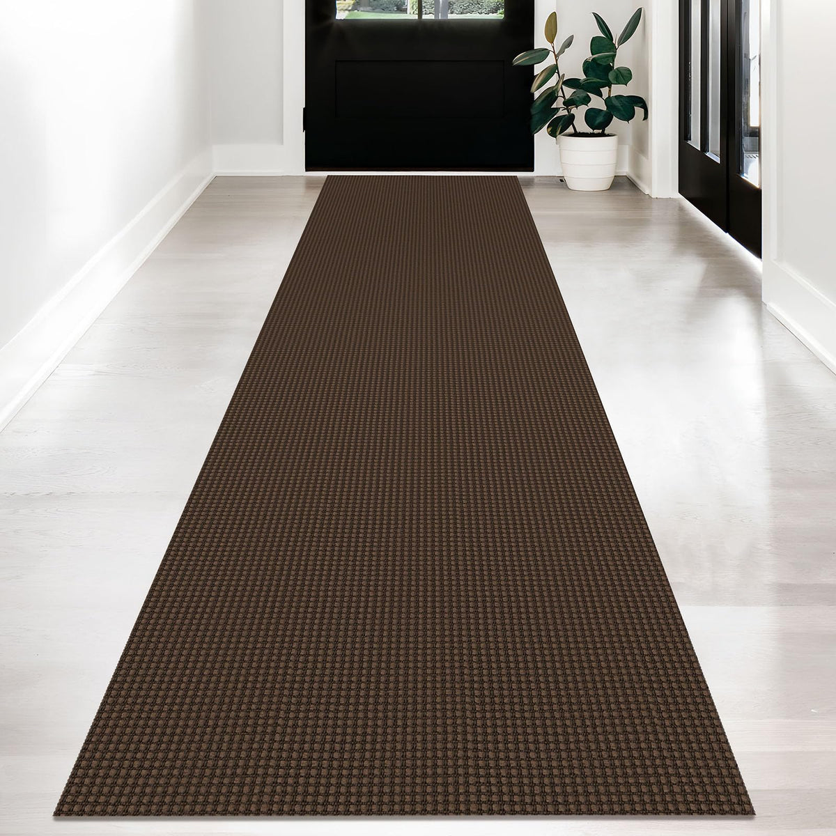 KOZYFLY Extra Long Runners for Hallways 3x20 ft Washable Kitchen Runner Non Slip Rubber Backed Hallway Rug Cotton Entryway Runner Rug Floor Carpet for Indoor Hall, Kitchen, Stair, Black/Dark Grey