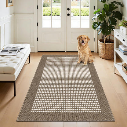 Ileading Laundry Room Runner Rug 2'x6' Non Slip Farmhouse Kitchen Floor Mats with Rubber Backing Machine Washable Beige Indoor Decor Carpet for Doormat Hallway Entryway Petmat Garage Balcony