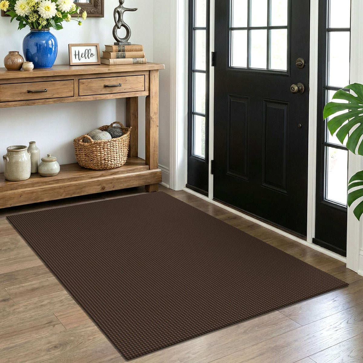 EARTHALL Woven Area Rug 3x5 Ft Washable Rugs for Entryway Braided Non Slip Rubber Backed Throw Rugs Door Mat Indoor Outdoor Entrance Cotton Carpet for Kitchen Foyer Front Door, Orange/Tan/Brown
