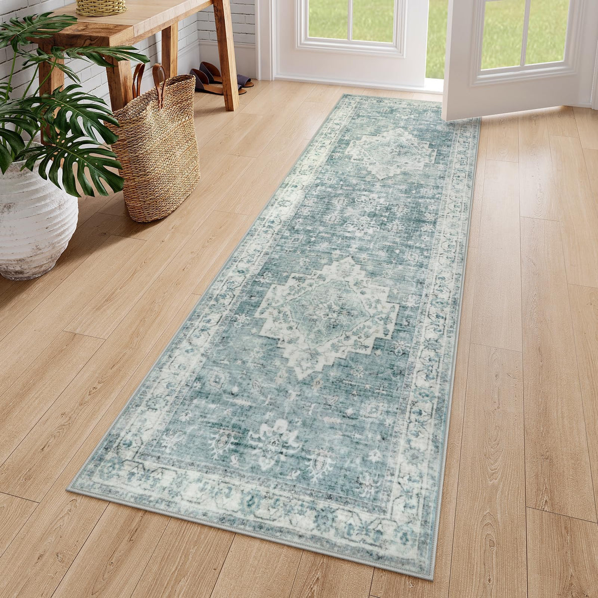 LIVEBOX Washable Area Rug 5x7 Rugs for Living Room Bedroom, Non-Slip Boho Neutral Carpet for Dining Room Office, Low-Pile Farmhouse Soft Carpets for Kids Nursery Room Playroom, Tan