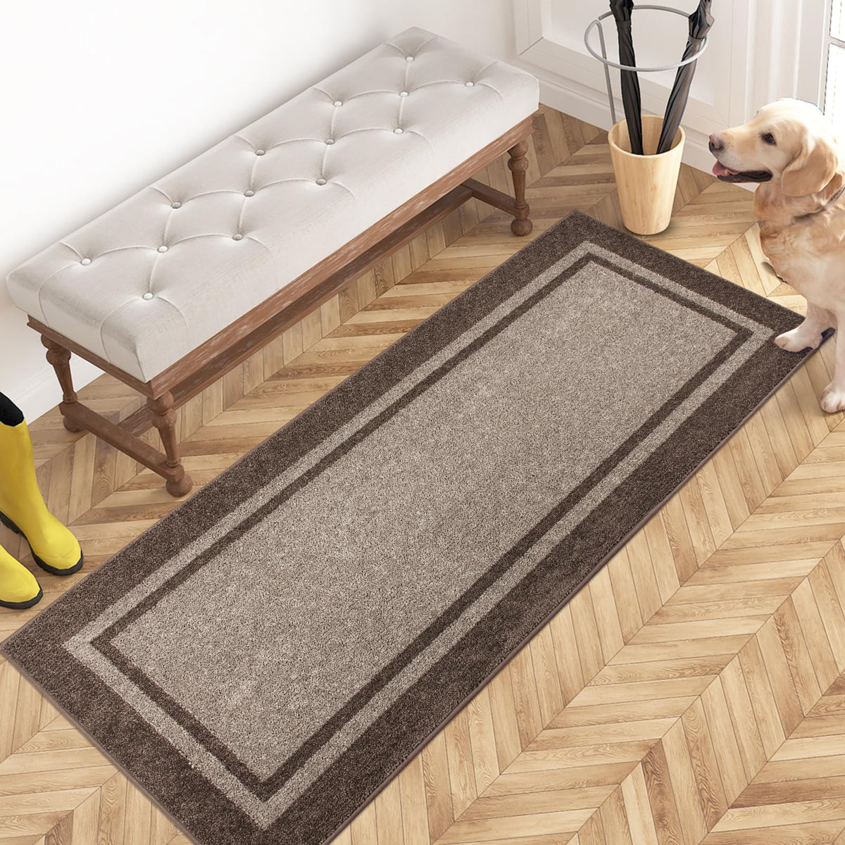 PURRUGS Dirt Trapping Indoor Door Mat, 32" x 48", Beige & Grayish Brown