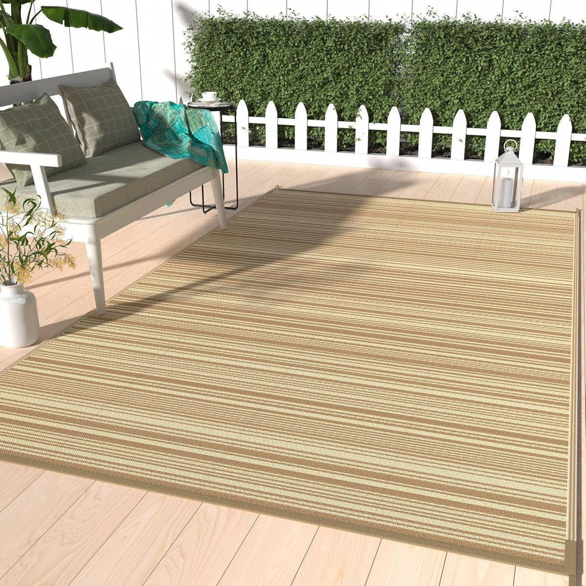 GENIMO Outdoor Rug, Waterproof Plastic Rugs for Patio, 5'x8' Cloud Grey