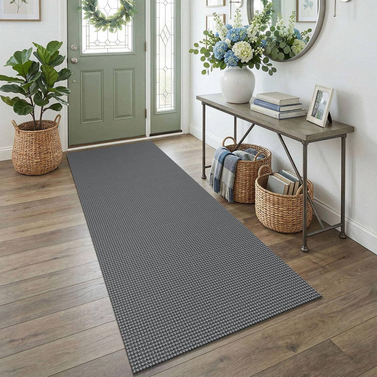EARTHALL Woven Area Rug 3x5 Ft Washable Rugs for Entryway Braided Non Slip Rubber Backed Throw Rugs Door Mat Indoor Outdoor Entrance Cotton Carpet for Kitchen Foyer Front Door, Orange/Tan/Brown