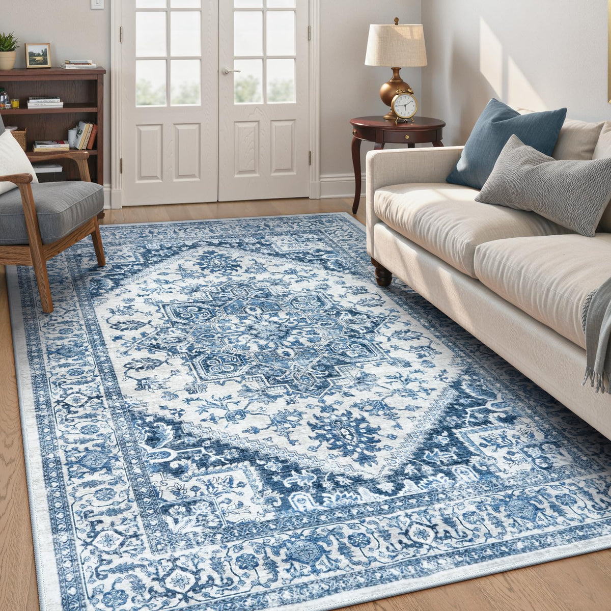 LIVEBOX Sage Washable Vintage Area Rug 3x5 Non-Slip