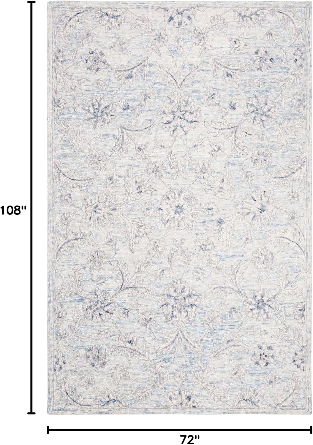 SAFAVIEH Micro-Loop Collection Area Rug - 6' x 9', Light Blue & Ivory, Handmade Country Cottage Wool, Ideal for High Traffic Areas in Living Room, Bedroom (MLP506M)