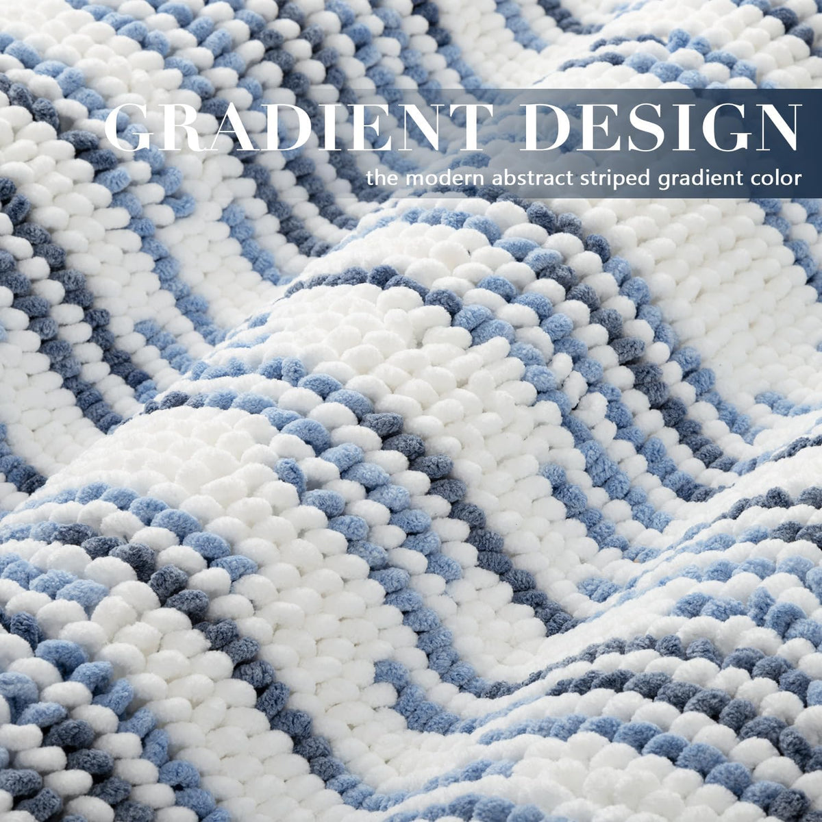 BSICPRO Bathroom Rugs Sets 2 Piece, Modern Bath Mat 20"x47"+20"x32", Blue